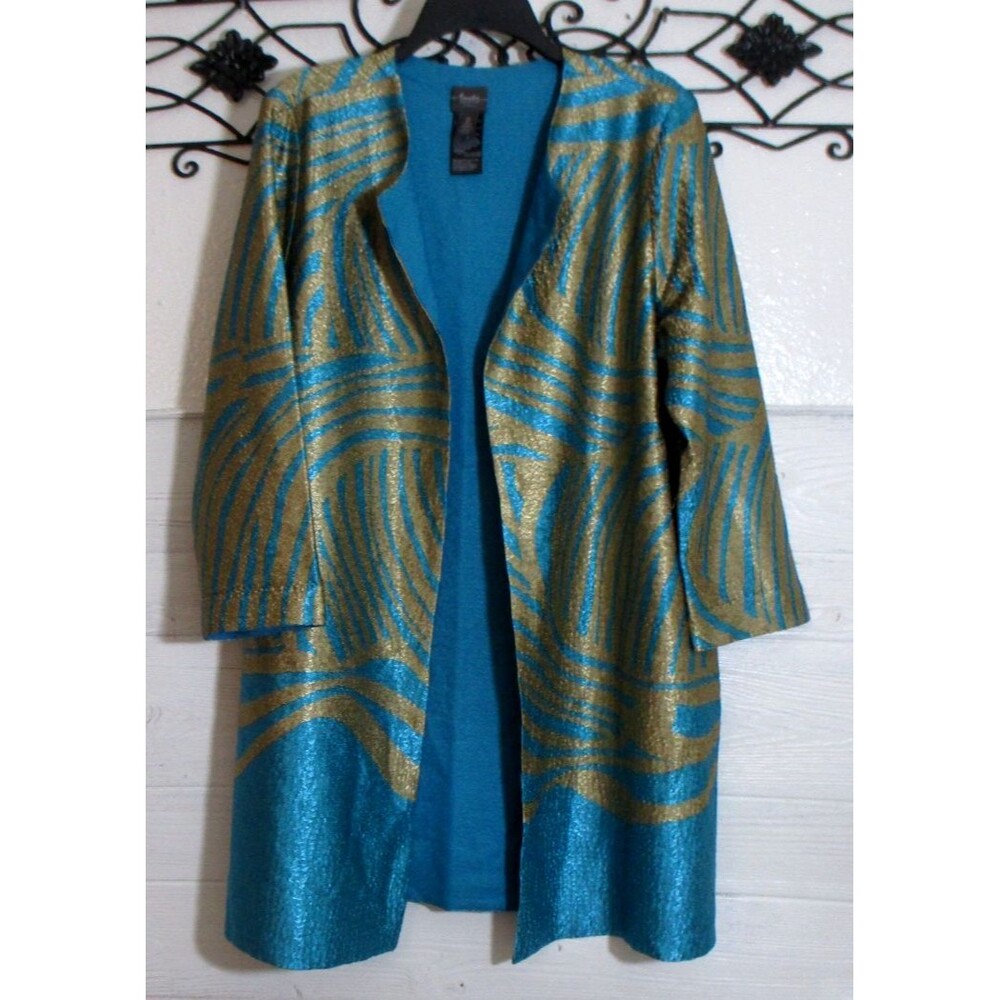 Chico's Women's Cardigan Size 2 US L Multicolored Long Sleeve Round Neck